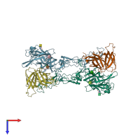 PDB entry 4pln coloured by chain, top view.