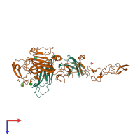 PDB entry 4plo coloured by chain, top view.