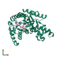 PDB entry 4plz coloured by chain, front view.