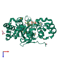 PDB 4pmj coloured by chain and viewed from the top.