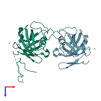 PDB entry 4pmk coloured by chain, top view.