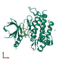 PDB entry 4pmp coloured by chain, front view.