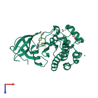 PDB entry 4pmt coloured by chain, top view.