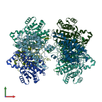 PDB 4pn3 coloured by chain and viewed from the front.