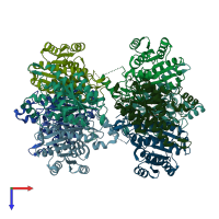PDB entry 4pn3 coloured by chain, top view.