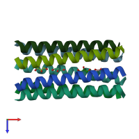 PDB entry 4pna coloured by chain, top view.