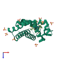 PDB entry 4pnj coloured by chain, top view.