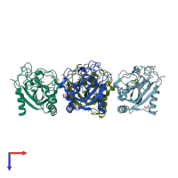 PDB entry 4pnl coloured by chain, top view.