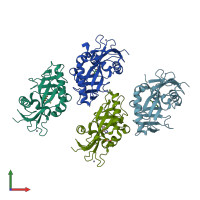 PDB entry 4pnm coloured by chain, front view.