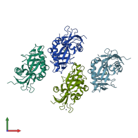 PDB entry 4pnn coloured by chain, front view.