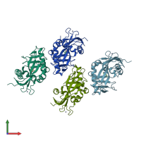 PDB entry 4pnq coloured by chain, front view.