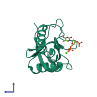 PDB entry 4pny coloured by chain, side view.