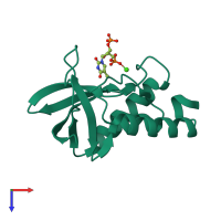 PDB entry 4pny coloured by chain, top view.