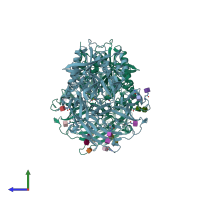 PDB entry 4pnz coloured by chain, side view.