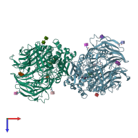 PDB entry 4pnz coloured by chain, top view.