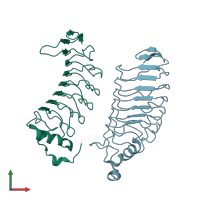 PDB entry 4po4 coloured by chain, front view.