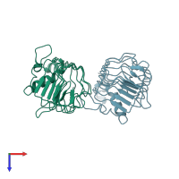 PDB entry 4po4 coloured by chain, top view.
