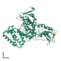 PDB entry 4po6 coloured by chain, front view.