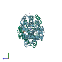 PDB entry 4pod coloured by chain, side view.