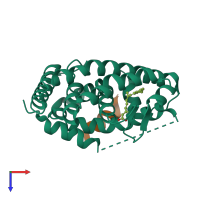 PDB entry 4poj coloured by chain, top view.