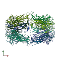 PDB entry 4poq coloured by chain, front view.
