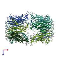PDB entry 4poq coloured by chain, top view.