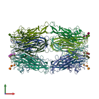 PDB entry 4pos coloured by chain, front view.
