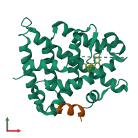 PDB entry 4pp3 coloured by chain, front view.