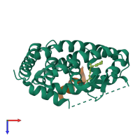 PDB entry 4pp3 coloured by chain, top view.