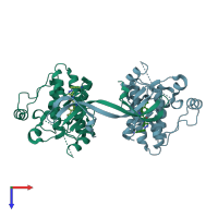 PDB 4ppa coloured by chain and viewed from the top.