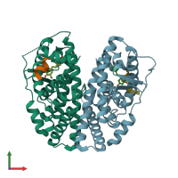 PDB entry 4ppp coloured by chain, front view.