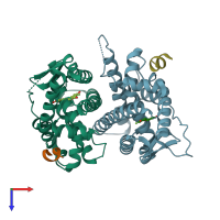 PDB entry 4ppp coloured by chain, top view.