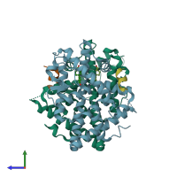 PDB entry 4pps coloured by chain, side view.