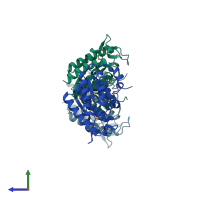 PDB entry 4ppy coloured by chain, side view.