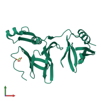 PDB entry 4pq0 coloured by chain, front view.