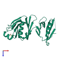 PDB entry 4pq0 coloured by chain, top view.