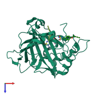 PDB entry 4pq7 coloured by chain, top view.