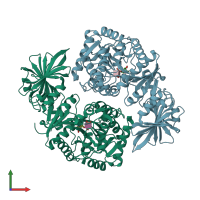 PDB entry 4pqg coloured by chain, front view.