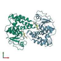 PDB entry 4pqh coloured by chain, front view.