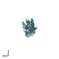 PDB entry 4pqj coloured by chain, side view.