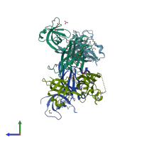 PDB entry 4pqx coloured by chain, side view.
