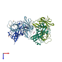 PDB entry 4pqx coloured by chain, top view.