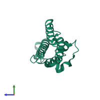PDB entry 4pqz coloured by chain, side view.