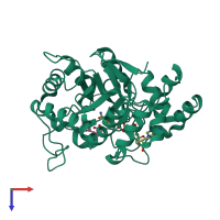 PDB entry 4pr4 coloured by chain, top view.