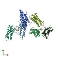 PDB entry 4pr9 coloured by chain, front view.