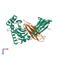 PDB entry 4prb coloured by chain, top view.