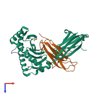 PDB entry 4prd coloured by chain, top view.