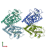 PDB entry 4prg coloured by chain, front view.
