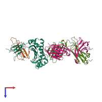 PDB entry 4prh coloured by chain, top view.