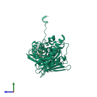 PDB entry 4prv coloured by chain, side view.